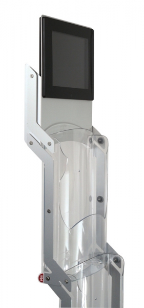 LightZip-Prospektständer mit Monitor und Acrylglasfächer